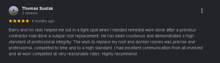 Rated Roofing - 5 Star Review